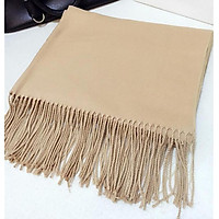Khăn Choàng Cổ Len Dạ Nữ Màu Kem Trơn - Cashmere - 200x60cm