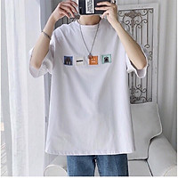 Áo thun tay lở form rộng thêu hình vuông - Unisex nam nữ đều mặc được