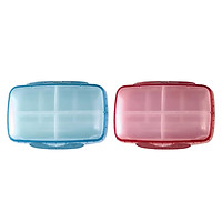 2 Pack Tablet Pill Box Holder Medicine Case Organizer Container Blue+Pink