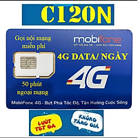 Sim 4G Mobifone C120 - Khuyến Mại 60GB/Tháng - Nghe Gọi Nội Mạng Miễn Phí + 50 Phút Gọi Liên Mạng - Hàng Chính Hãng -Mẫu ngẫu nhiên