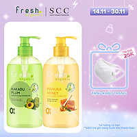 Combo 2 chai Gel tắm Fresh Organic Sáng da Dưỡng ẩm vượt trội chiết xuất từ mận Kakadu và Mật ong Manuka hữu cơ 500g