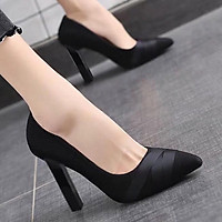 Giày cao gót trụ nhỏ họa tiết dây chéo - 8P