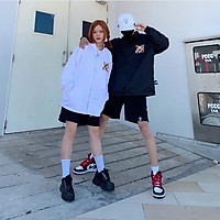 Áo khoác dù in hình BASED dành cho cặp đôi nam nữ 2 màu trắng đen, jacket form rộng phong cách unisex ulzzang