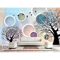 Tranh dán tường rừng cây và đàn chim ADH191003