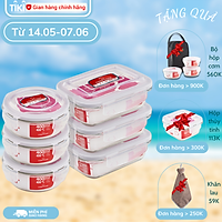 Bộ 6 hộp thủy tinh hình tròn và chữ nhật 370 ml+ 400 ml- CBHC6RL