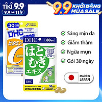 Combo SÁNG DA - MỜ THÂM DHC Nhật Bản gồm viên uống vitamin C và viên uống trắng da 30 ngày JN-DHC-CB1