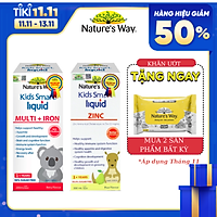 Combo 2 Siro Uống Nature's Way Kids Smart Liquid Zinc Và Multi + Iron Hỗ Trợ Nâng Cao Sức Đề Kháng Cho Trẻ