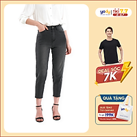 Quần jean nữ Yody dáng baggy cạp cao gấu tua rua giữ form ôm dáng co giãn tốt QJN4018