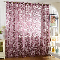 Window Curtain 3D Flowers Yarn Pattern Translucent Tulle Drapes for Bedroom Living Room