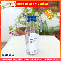 Bình nước thuỷ tinh Lock&Lock chính hãng LLG610 1.2L màu xanh Navy & Trắng