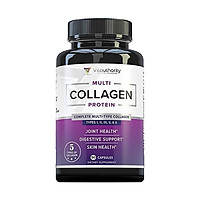 Multi Collagen Pills with Hyaluronic Acid & Vitamin C: 5 Type Hydrolyzed Collagen Protein Peptides, Types I II III V X, 30 Servings, 90 Capsules