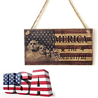(Toponeto) American 4th of July Independence Day Wooden Plaque Sign God Bless America