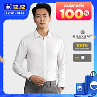 Áo Sơ Mi Nam Trắng Dài Tay Chinh Hãng Biluxury (SMDT019TRK) Basic Cổ Bẻ Kiểu Dáng Sang Trọng Thanh Lịch Phom Body Fit Tôn Dáng, Chất Liệu Cao Cấp ,Thoáng Mát