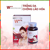 Viên Uống Trắng Da White Skin Estro Care Chính Hãng Chống Lão Hoá Da Giảm Thâm Nám Tàn Nhang Cấp Dưỡng Ẩm Tăng Nội Tiết Tố Nữ Trắng Da Mặt Body: Tinh Chất Hoa Anh Thảo, Collagen, Vitamin E, Sữa Ong Chúa - Vien Uong Trang Da An Toàn và Hiệu Quả
