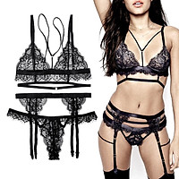 Bộ đồ lót sexy ren xuyên thấu kèm nịt bụng freesize 40-65kg