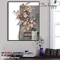 Tranh tô màu theo số sơn dầu số hóa BEE HAPPY Hoa anh đào cổ HL4073