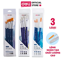 Bộ Cọ Vẽ Chuyên Nghiệp Deli - Dùng Cho Màu Nước/Bột/Sơn Acrylic -Set 4/6 Cây- 73885/73866/73867