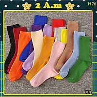 Tất Vớ Nam Nữ Cổ Cao Kẻ Sọc Nhiều Màu Thời Trang Unisex Hàn Quốc