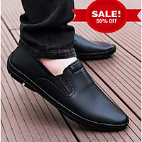 Giày lười nam giày mọi nam đẹp da bò thật đế khâu chỉ dù siêu bền
