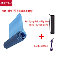 Thảm Tập Yoga, Tập Gym 8mm 2 Lớp Không Mùi + Túi Đựng Thảm + Dây Buộc Thảm Chính Hãng HUY BẠT - Giao Ngẫu Nhiên.