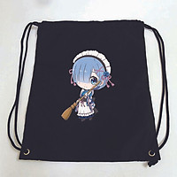 Balo dây rút đen in hình RE: ZERO anime chibi Bắt Đầu Lại Ở Thế Giới Khác túi rút đi học xinh xắn thời trang