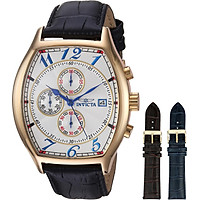 Invicta Men's 14330 Specialty 18k Yellow Gold-Plated Watch with Three Interchangeable Leather Bands