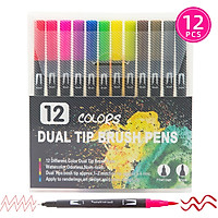 Dual Tip Brush Pens Art Markers Set Brush and Fine Tips Colored Pens for Artists Drawing Sketching Art Projects