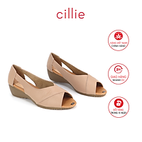 Giày đế xuồng Cillie da thật hở mũi cao 5cm 1192