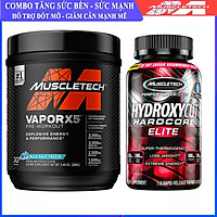Combo Pre Workout tăng sức bền, sức mạnh Vapor X5 hương Blue Razz hộp 30 serving và viên đốt mỡ, giảm cân Hydroxycut Hardcore Elite hộp 110 viên