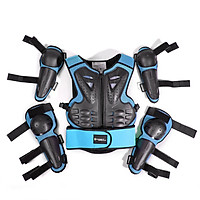 5Pcs/Suit Motorcycle Protective Gear Children's Protective Suit Sports Full Body Armor Chest Clothing Riding Knee Pads Elbow Applicable for 5-13 Years Old