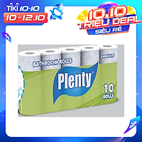 Combo 10 cuộn Giấy vệ sinh PLENTY, 2 Lớp, 215 Tờ/cuộn