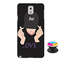 Ốp lưng nhựa dẻo dành cho Samsung Galaxy Note 3 in hình He Style - Tặng Popsocket in logo iCase - Hàng Chính Hãng
