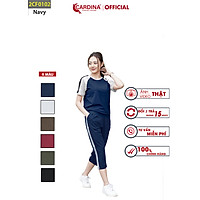 Đồ Bộ Nữ CARDINA Chất Cotton Cao Cấp Kiểu Dáng Thể Thao Bộ Mặc Nhà Áo Cộc Tay Quần Lửng Pha Màu 2CF01