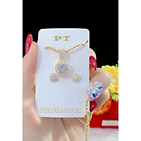 Combo dây chuyền bông tai nữ mạ 18k cao cấp P125