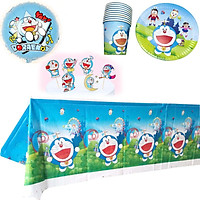 Bộ 50 Doraemon Khăn Trải Bàn Chủ Đề Trang Trí Cốc Đĩa Trẻ Em Ưa Thích Món Ăn Kính Bóng Bay Sinh Nhật Bộ Đồ Ăn Bánh Trang Trí Đồ