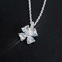 Dây Chuyền Bạc S99 CaoBac Silver Mặt Hoa Bốn Cánh Đá Phong Cách Đơn Giản Cho Nữ