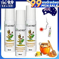 Combo 3 Chai Vitatree Keo Ong Super Propolis Spray Complex Giúp Tăng Cường Hệ Miễn Dịch - Chống Vi Khuẩn, Viêm Họng, Viêm Nướu Và Giảm Ho, Cảm Lạnh, Nhanh Lanh Vết Thương - 30ml x 3 Chai Dùng Cho Cả Gia Đình