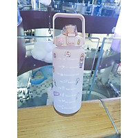 Bình nước nhắc nhở uống nước mỗi ngày in hình 3D dung tich 2 lít (kèm full sticker như hình)