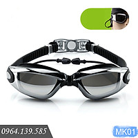 Kính bơi nam nữ tráng gương thời trang, có kèm bịt tai, chống nước, mờ và tia cực tím UV | MK01