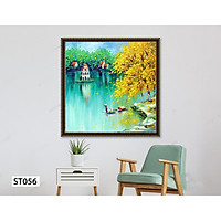 Tranh phố cổ ha nội - tranh vẽ tay- tranh sơn dầu - tranh treo tường
