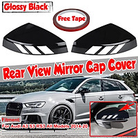ADD ON Rearview Mirror Cover Caps Painted Black For AUDI A3 S3 RS3 2014-2020