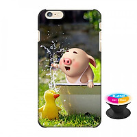 Ốp lưng nhựa dẻo dành cho iPhone 6S Plus in hình Heo Con Nghịch Nước - Tặng Popsocket in logo iCase - Hàng Chính Hãng