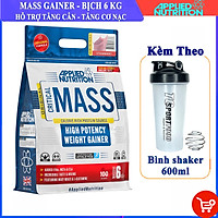 Combo Sữa tăng cân tăng cơ nạc Original Critical Mass của Applied Nutrition bịch 6kg hỗ trợ tăng cân, tăng cơ nhanh cho người gầy và Bình shaker 600ml (Mẫu ngẫu nhiên)