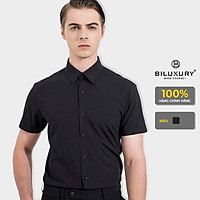 Áo Sơ Mi Nam Ngắn Tay Màu Đen Trơn (4SMCB005DEN) ,Phom Bodyfit Trẻ Trung,Thanh Lịch, Chất Vải Cao Cấp Thoáng Mát,Mềm Mịn Hàng Chính Hãng BILUXURY