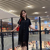 Đầm váy bầu công sở đũi lua mùa hè