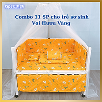 Giường Cũi - Nôi Cũi Cho Bé Từ Sơ Sinh Đến 5 Tuổi - Chất Liệu Gỗ Quế Màu Trắng – Combo đầy đủ 11 sản phẩm cho trẻ sơ sinh Kích thước 70 x 110 x 86cm ( R x D x C )