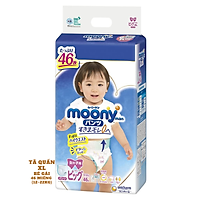 Tã/bỉm quần moony xanh siêu cộng miếng nội địa Nhật size XL gái 46 miếng