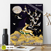 Tranh tô màu 40x50cm có khung Hươu Cửu Sắc 2 T948
