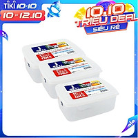 Bộ 3 hộp đựng thực phẩm 3L cỡ lớn nắp kín dùng cho quán ăn, nhà hàng Nội địa Nhật Bản