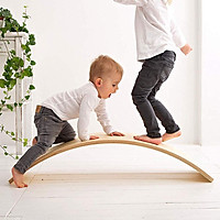 Ván bập bênh, Ván thăng bằng cho bé, Đồ chơi kỹ năng theo phương pháp giáo dục Montessori, Ván thăng bằng cho người lớn tập Yoga - Joy Roker Board - Gỗ Plywood cao su uốn cong - Lau dầu thực vật